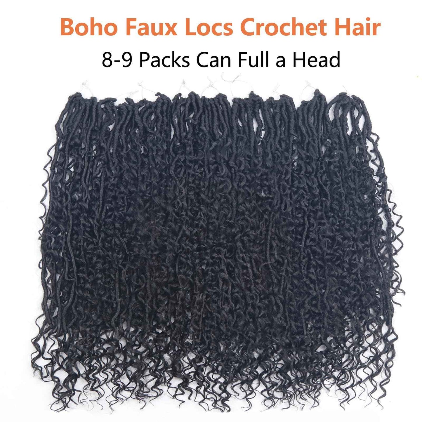 Vemet 30 Inch Goddess Boho Faux Locs Crother Hair 8 Packs Crochet Locs Hair with Curly Ends Synthetic Bohemian River Crochet hair for Black Women