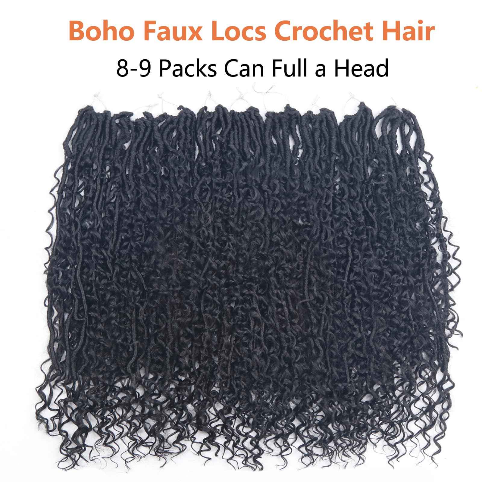 Vemet 30 Inch Goddess Boho Faux Locs Crother Hair 8 Packs Crochet Locs Hair with Curly Ends Synthetic Bohemian River Crochet hair for Black Women