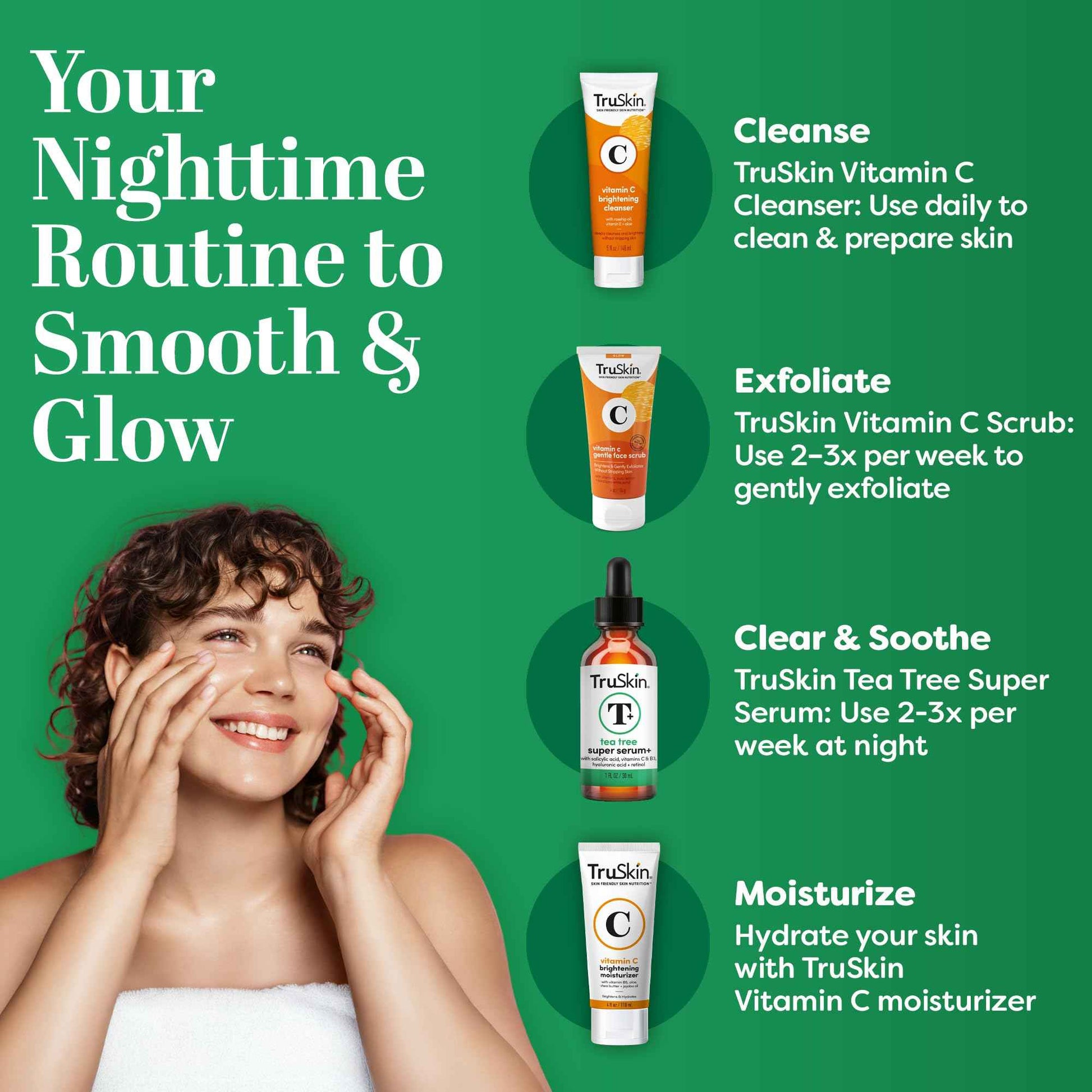 TruSkin Tea Tree Oil Acne Treatment for Face – Acne Serum – Improve the Appearance of Pores, Skin Tone for Smooth, Glowing Skin with Salicylic Acid, Vitamin C, Niacinamide & Retinol, 2 OZ