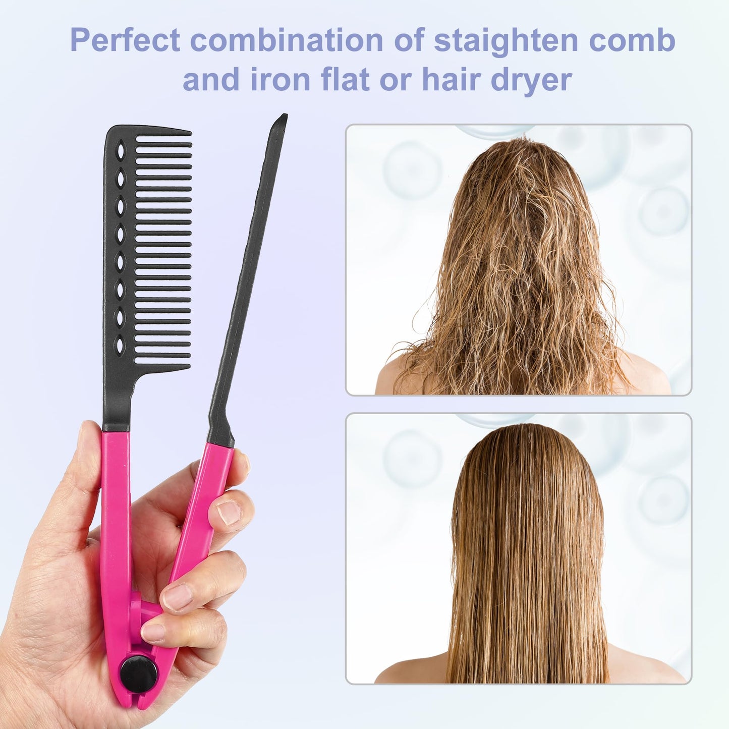 VOCOSTE Hair Straightening Comb, Heat Resistance Home Straightener Hair Styling Comb, ABS, Red