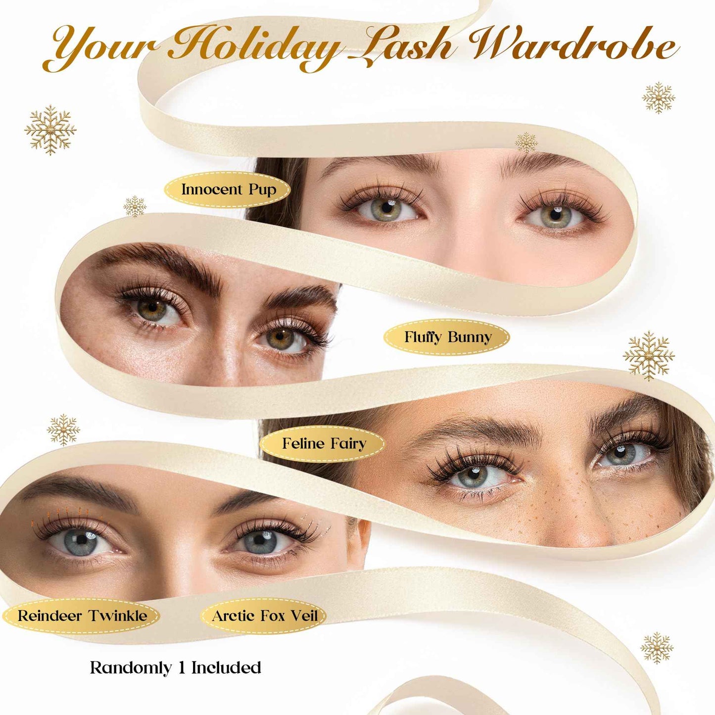 Beetles Christmas Lash Clusters Kit – DIY Eyelash Clusters Gift Set with Bond & Seal, Remover, Stickers & Makeup Bag, 3 Styles and 1 Random Holiday Style Lashes Beginner-Friendly Gift for Women