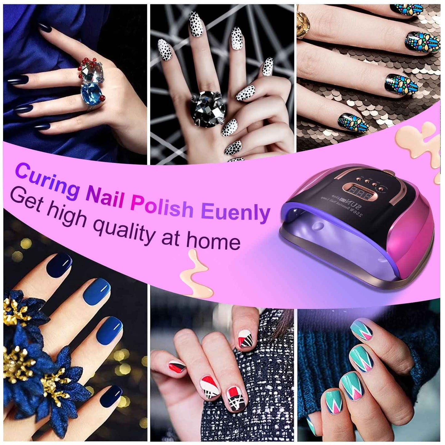 MICJIASD UV LED Nail Lamp, 256 W UV LED Nail Dryer Light for Gel Nails Polish Manicure Professional Salon Curing Lamp with 4 Timer Setting Sensor/57pcs Dual Light Beads(Comes with 6 Free Gifts)