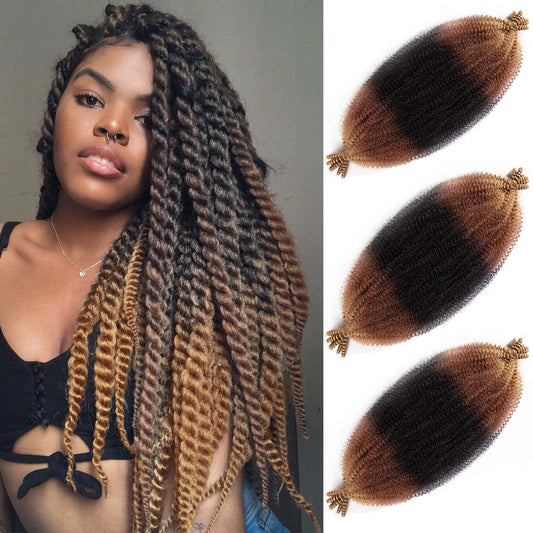 Afro Twist Hair 30Inch 3Packs Springy Afro Twist Hair Spring Twist Crochet Briding Hair (30 Inch (Pack of 3), 1b/30/27) …