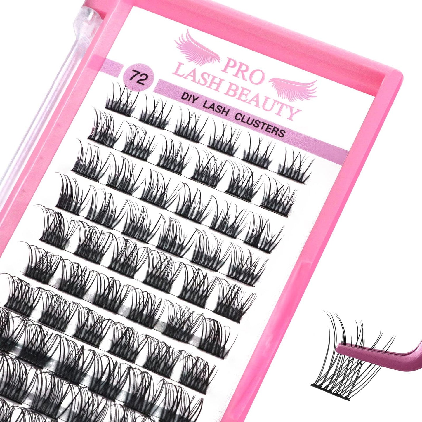 Cluster Lashes, 72 Pcs Individual Lashes, Lash Clusters DIY Eyelash Extension, Natural Lashes Super Thin Band Reusable Soft & Comfortable (Natural, D-14mm)