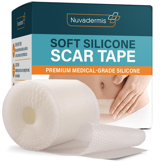 NUVADERMIS Clear Silicone Scar Tape for Surgical Scars - 120" x 1.5" Rolls - Section, Tummy Tuck, Keloid, and Surgical Scars - Reusable Medical Grade Silicone Scar Tape - Pack of 2