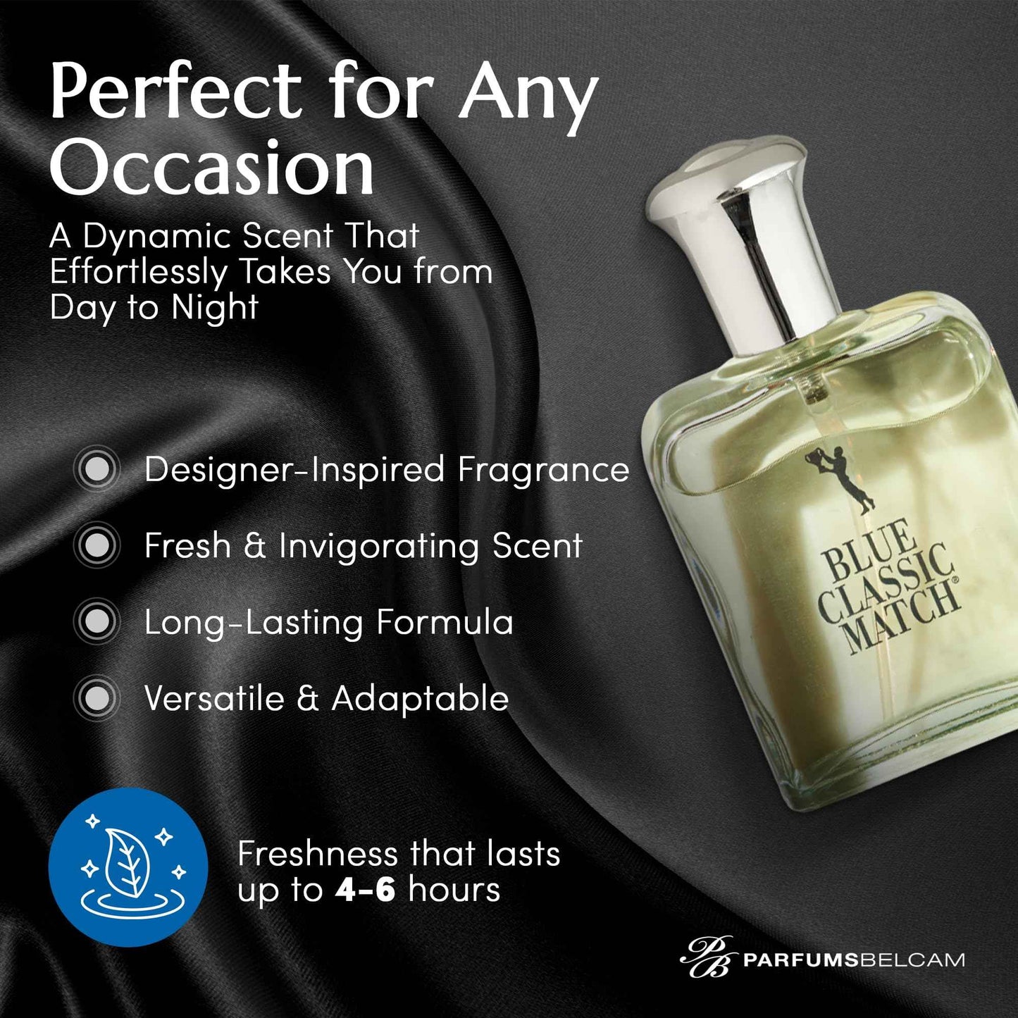 PB ParfumsBelcam Blue Classic Match CM Eau De Toilette Spray, Our Version of a Designer EDT, 75 ml (Pack of 2)