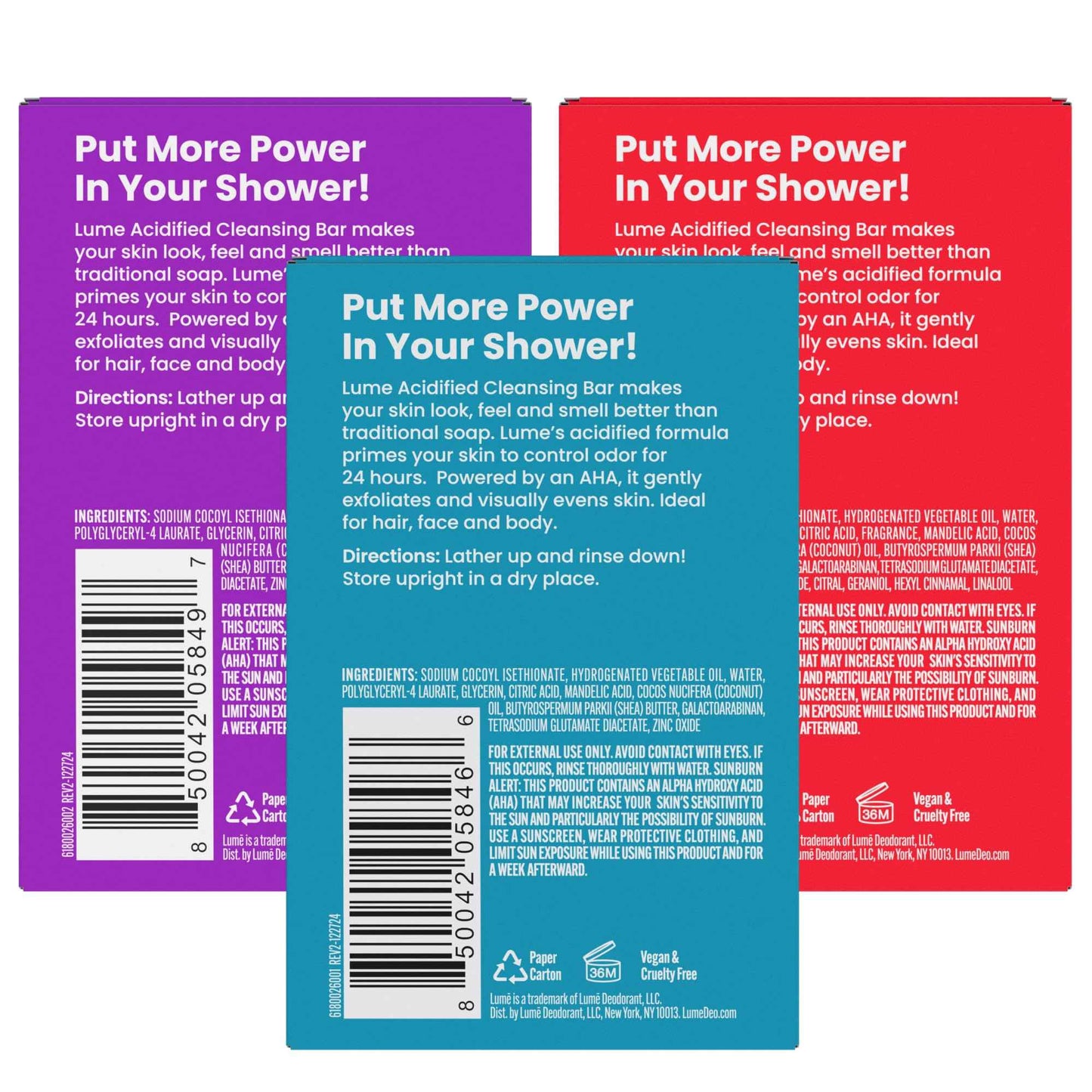 Lume Acidified Body Cleansing Bar - 24 Hour Odor Control - Removes Odor Better Than Soap - Moisturizing - No SLS or Parabens - OB/GYN Developed - 8.5 Ounce, 3 Pack (Tangerine, Lavender, & Unscented)