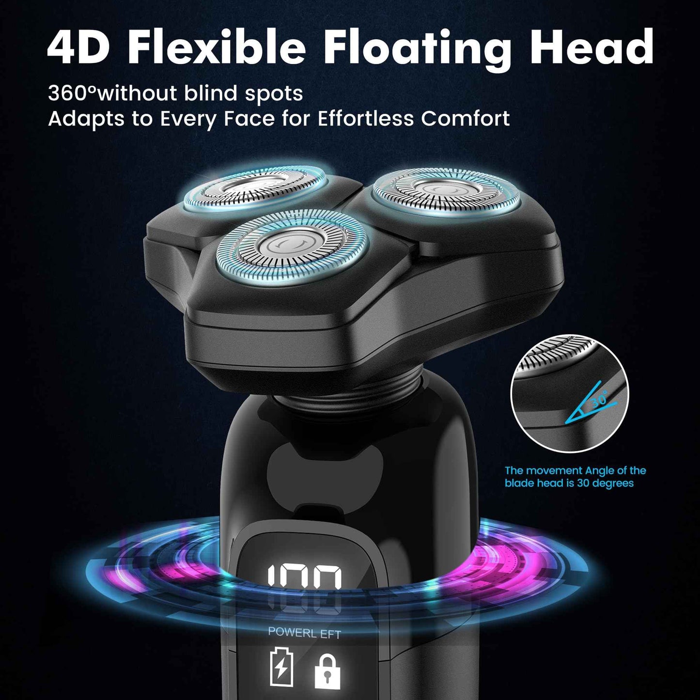 Electric Razor for Men Flynth 3-in-1 Cordless Shaver 3-Blade Rotary Shavers Wet/Dry for Beard Nose & Face, IPX7 Waterproof Fast Charge Travel Trimmer Grooming Set