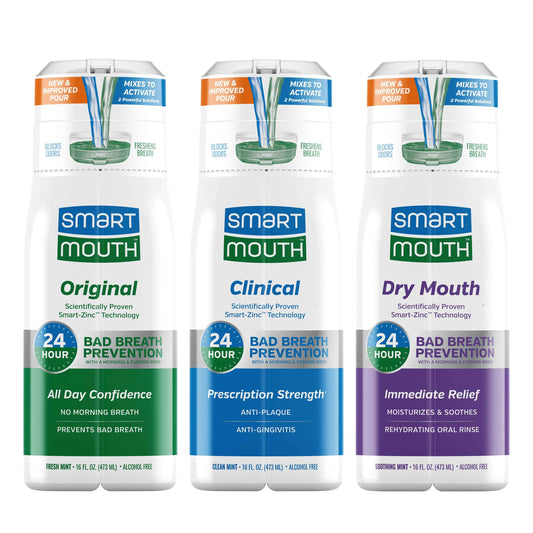 SmartMouth Activated Dry Mouth, Clinical DDS & Original Mouthwash, Mint, 16 fl oz Each