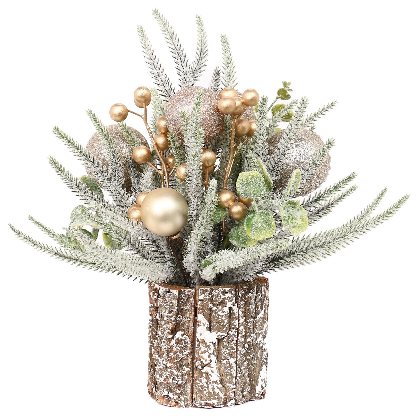 SY Super Bang Small Mini Christmas Tree, Artificial Table Top Little Xmas Decorations with Ball Ornaments, for Home Party Xmas Decor, Champagne