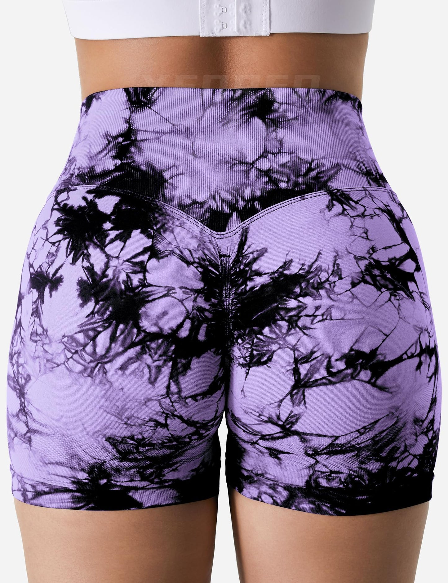 YEOREO Professional Women Workout Shorts 3.6" Scrunch Shorts Seamless High Waisted Contour Gym Yoga Biker Shorts Light Purple S