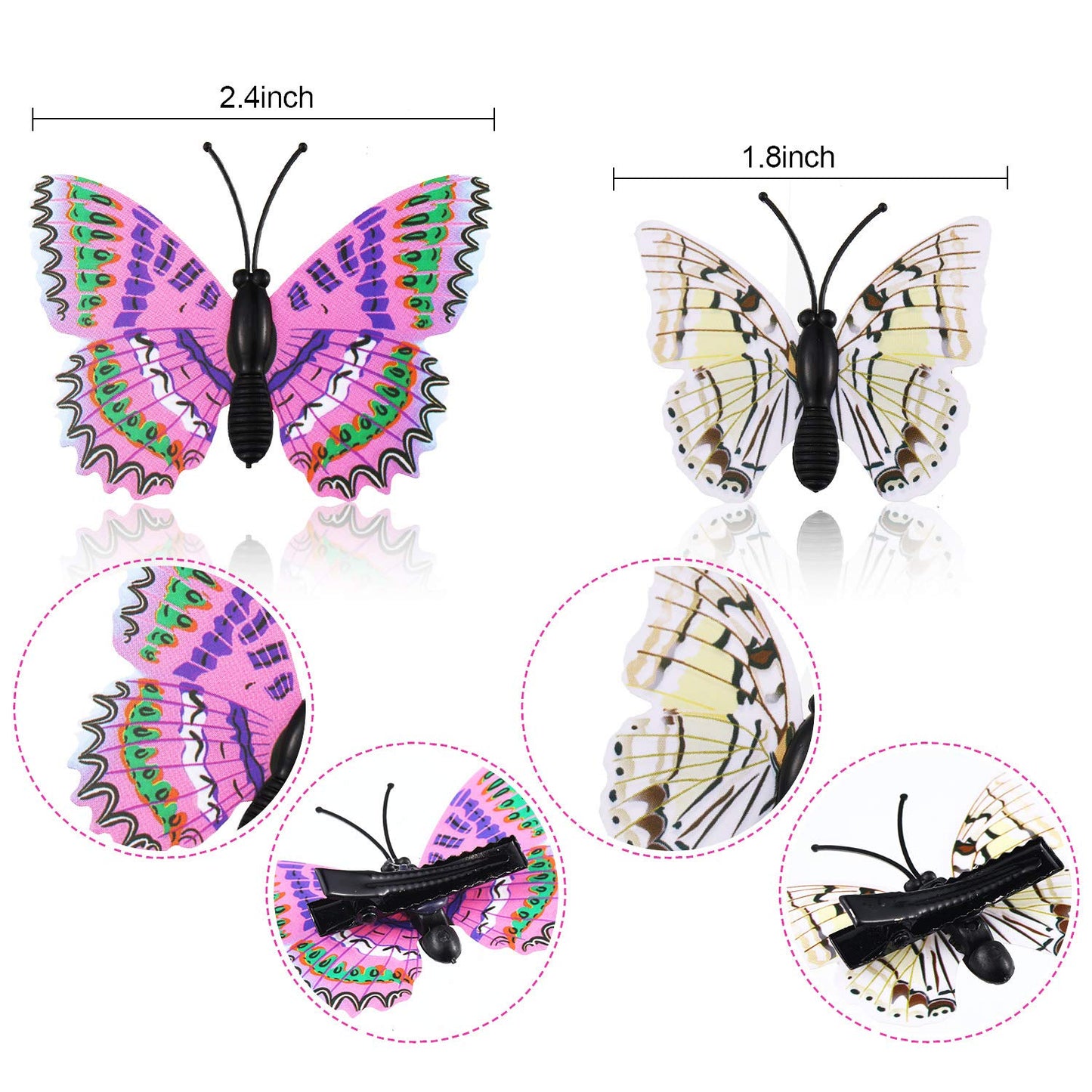 Boao 36 Pieces Butterfly Hair Clips Baby Girl Toddler Halloween Butterfly Clips Colorful Butterfly Barrettes 3D Wedding Hair Clips for Bridal Women Party Favors (Pink, White)