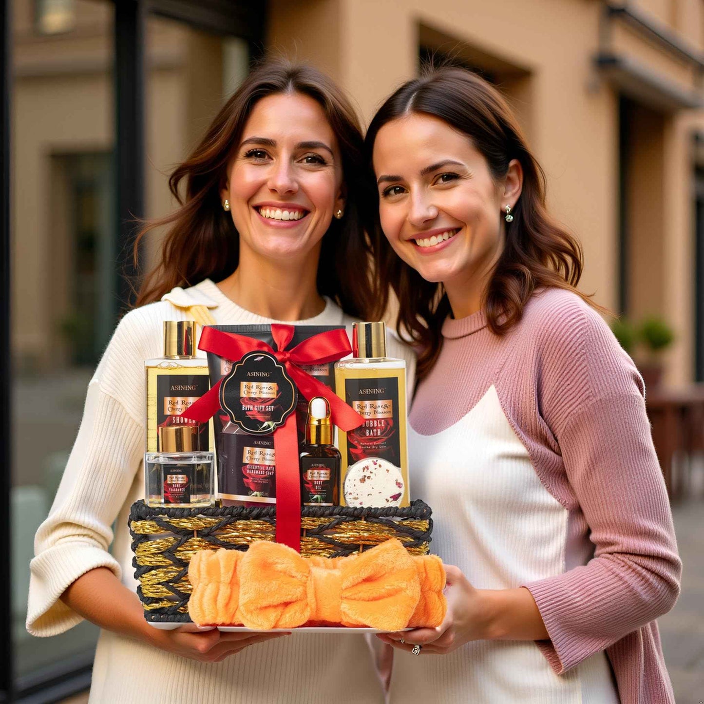 Birthday Gifts for Women, Spa Gift Baskets for Women, 14 Pcs Cherry Blossom & Rose Fragrance Spa Gifts for Mothers Day Gifts, Birthday Gifts for Wife, Self Care Kit