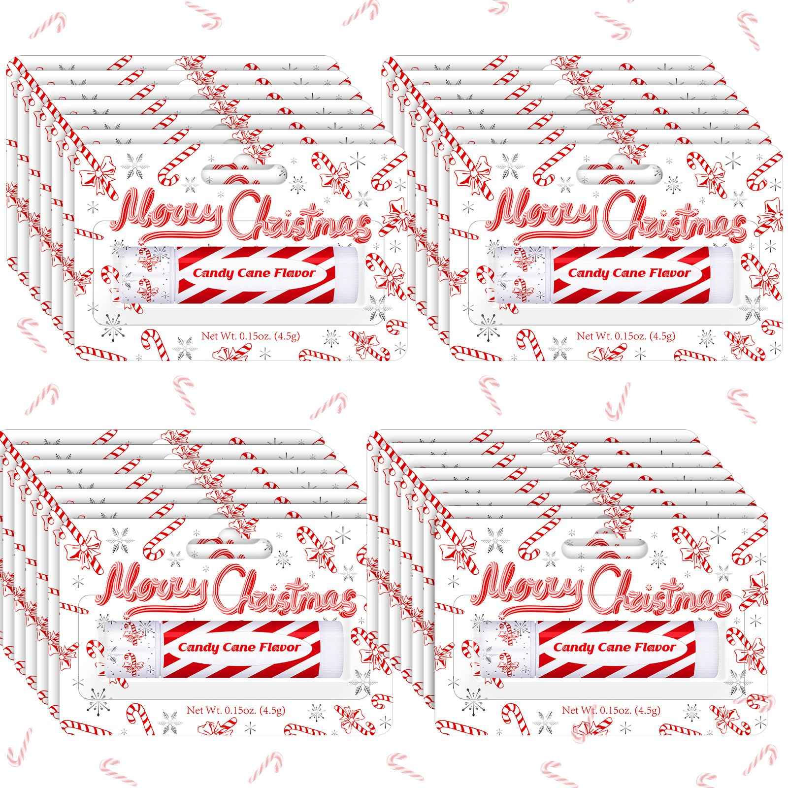 Sacubee 25 Pack Christmas Peppermint Flavor Lip Balms Gifts Bulk Christmas Party Stocking Stuffers Small Thank You Appreciation Gifts for Women Men Staff Coworkers Employee Homeless