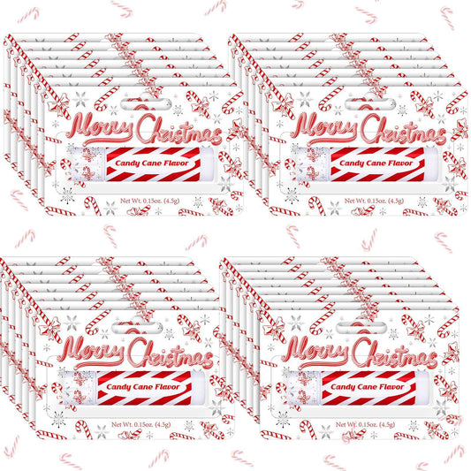 Sacubee 25 Pack Christmas Peppermint Flavor Lip Balms Gifts Bulk Christmas Party Stocking Stuffers Small Thank You Appreciation Gifts for Women Men Staff Coworkers Employee Homeless