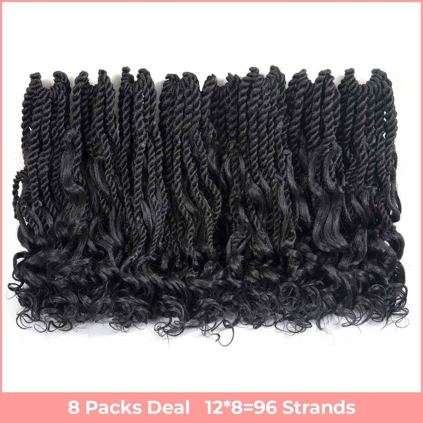 ToyoTress Boho Island Twist Crochet Hair - 14 Inch 8 Packs Natural Black Boho Havana Twist Crochet Braids Synthetic Braiding Hair (14 Inch,1B-8P)