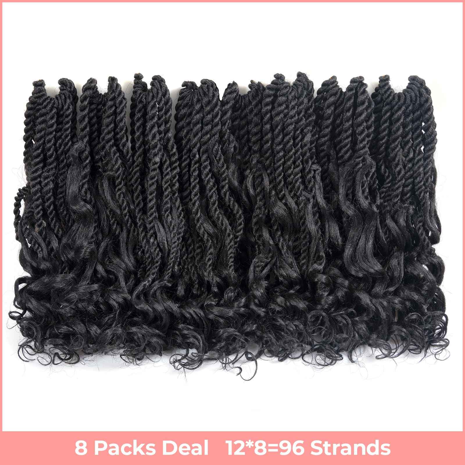 ToyoTress Boho Island Twist Crochet Hair - 14 Inch 8 Packs Natural Black Boho Havana Twist Crochet Braids Synthetic Braiding Hair (14 Inch,1B-8P)