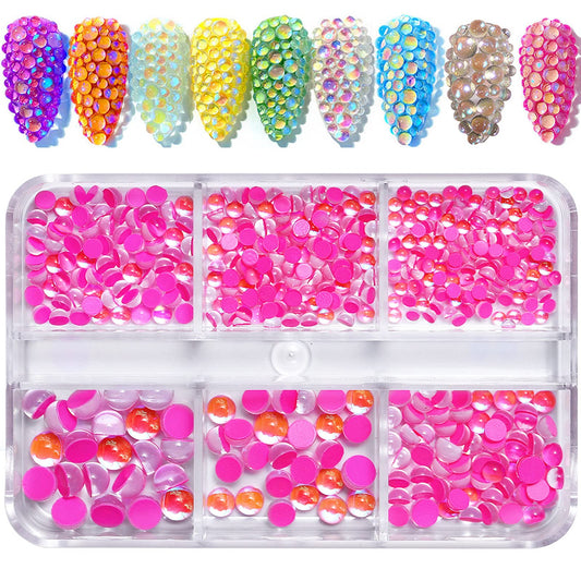 540Pcs Pink Nail Arts Rhinestones Set Flatback Diamond Aurora Candy Rhinestones Beads Gems Nail Charms Decorations for Nail DIY Crafts Shoes Jewelry