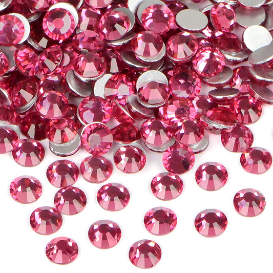 1440PCS Art Nail Rhinestones Non Hotfix Glue Fix Round Crystals Glass Flatback for DIY Jewelry Making with one Picking Pen (ss16 1440pcs, Fuchsia)