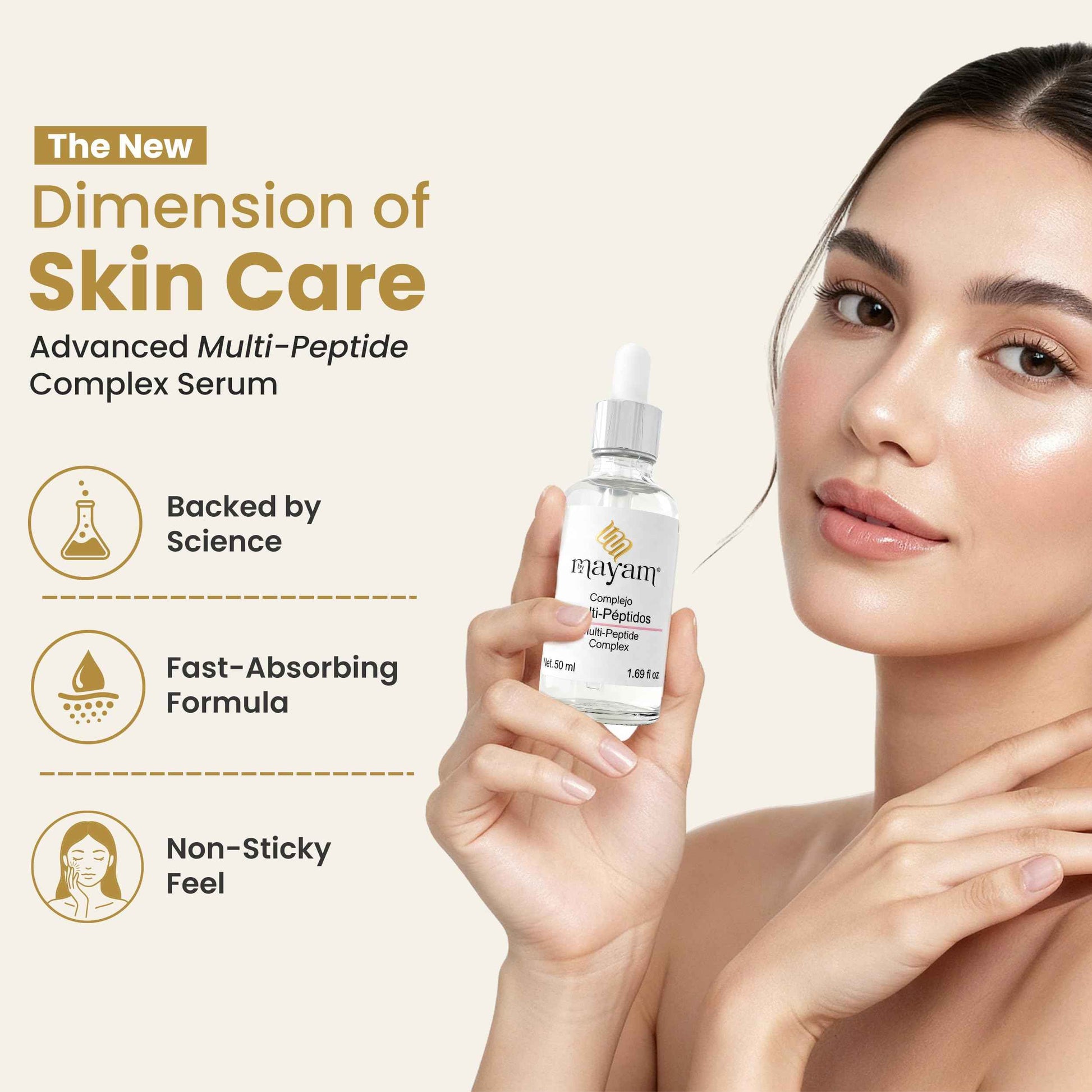 Mayam Beauty Multi-Peptide Complex Serum for Face – Anti-Aging, Wrinkle Smoothing & Skin Firming, 50ml