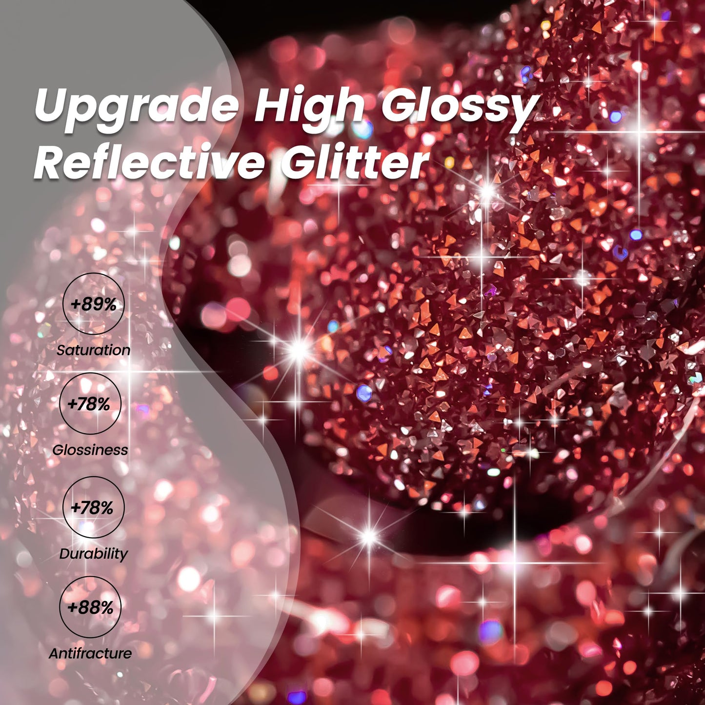 YTD Likomey Colorful Reflective Glitter Gel Nail Polish,15ml Red Flash Diamond Shimmer Nails Gel,Sparkly Shiny Salon Home Nail Art Manicure UV Nail Gel,SZ395