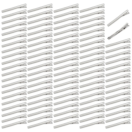 Lawie 100 Pack 75mm Large Plain Flat Silver Duckbill Alligator Metal Hair Clips Crocodile Clips Hair Grips Pins Hairdressing Styling Sectioning Curl Clips Barrettes Craft DIY Accessories for Women