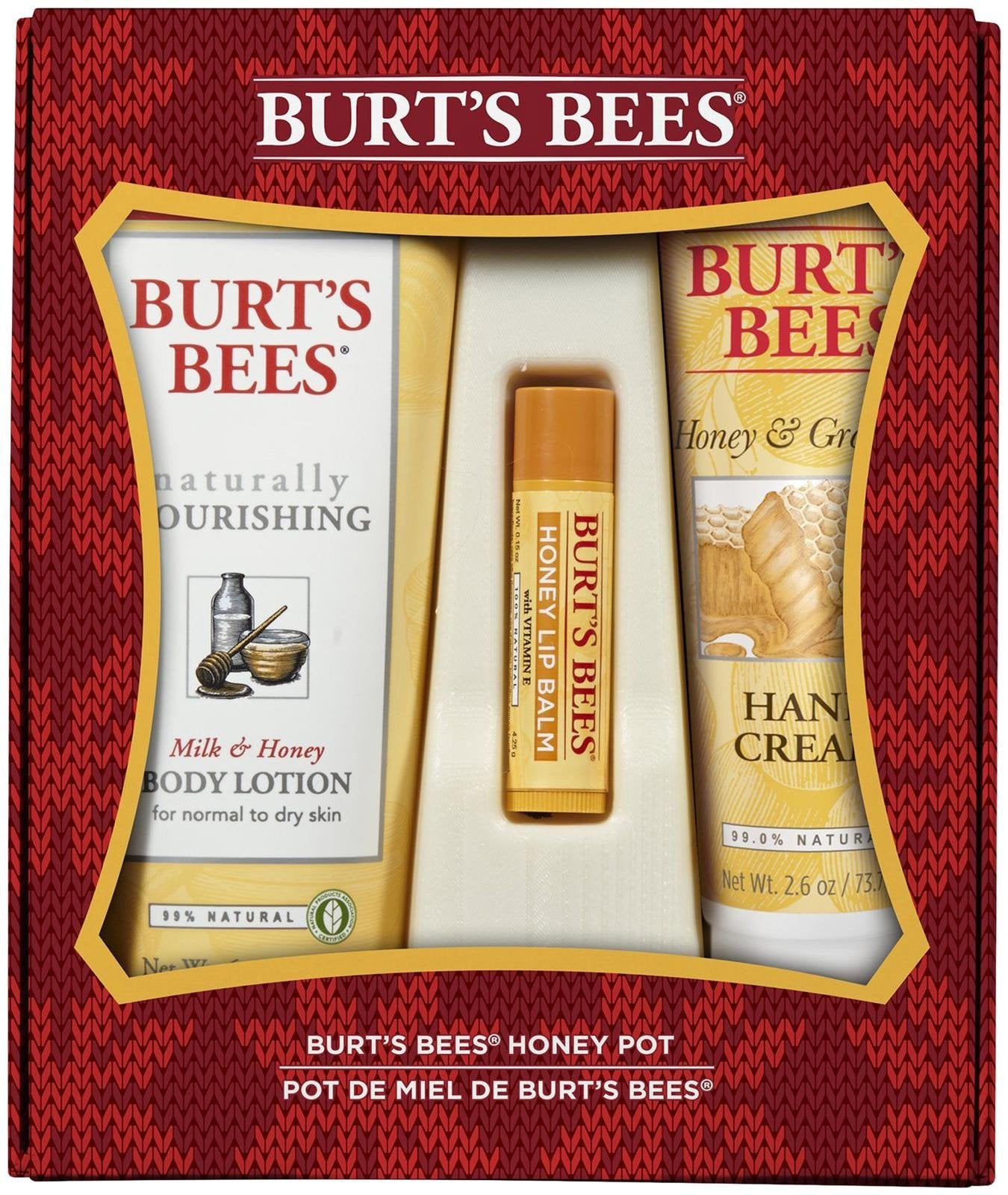 Burt's Bees Honey Pot Holiday Gift Set, 3 Honey Skin Care Products – Milk & Honey Body Lotion, Honey & Grapeseed Hand Cream and Honey Lip Balm