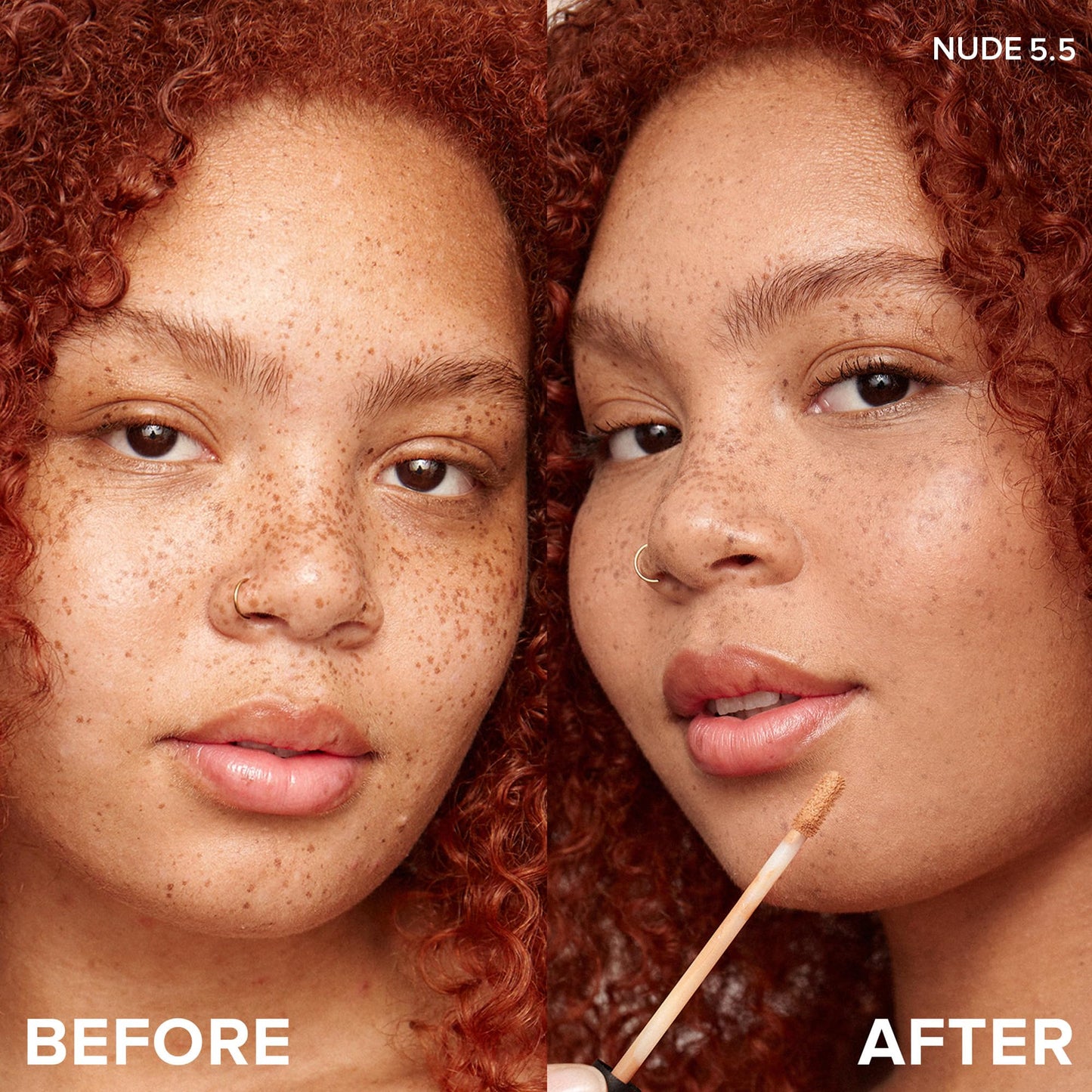 Nudestix NudeFix Cream Concealer, Lightweight Liquid, Natural Finish Makeup, Hydrating, Brightening, Under Eye Dark Circle Corrector, Reduces Redness and Blemishes, Shade: Nude 5.5, 0.34 fl oz (10 ml)