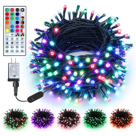 ODEETRONIC Color Changing Christmas Lights, 66ft 200 LED RGB Christmas String Lights with Remote, Twinkle Christmas Outdoor Lights, Dimmable Christmas Tree Lights Waterproof for Xmas Home Party Patio