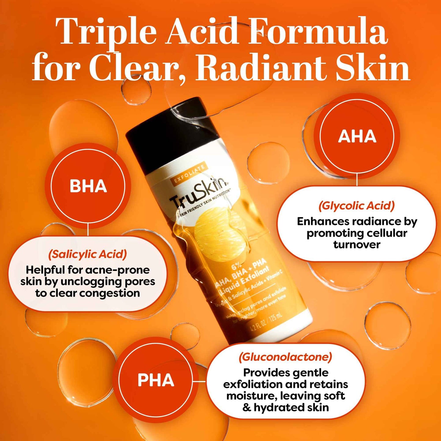 TruSkin Vitamin C Serum & Liquid Exfoliant Duo – Vitamin C Face Serum 1oz & AHA, BHA, PHA Liquid Exfoliant 4.2oz for Brighter, Smoother Skin