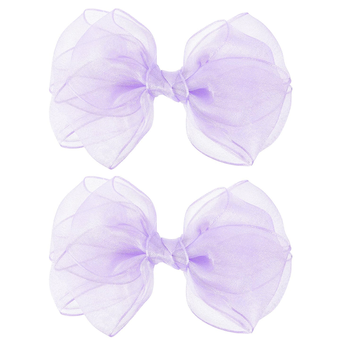 Melyde Purple Bow Hair Clips 4.72 Inch Mesh Tulle Hair Bows Handmade Boutique Hair Accessories for Kids Girls Women Birthday Holiday Party