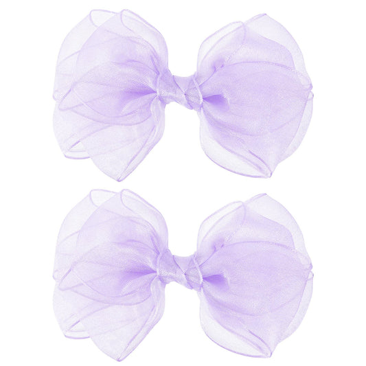 Melyde Purple Bow Hair Clips 4.72 Inch Mesh Tulle Hair Bows Handmade Boutique Hair Accessories for Kids Girls Women Birthday Holiday Party