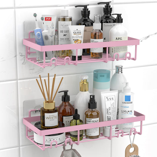 Moforoco Shower Caddy Shelf Organizer Rack, Self Adhesive Black Bathroom Shelves Basket, Home Farmhouse Wall Inside Organization and Storage Decor Rv Accessories, First Camper Apartment Essentials