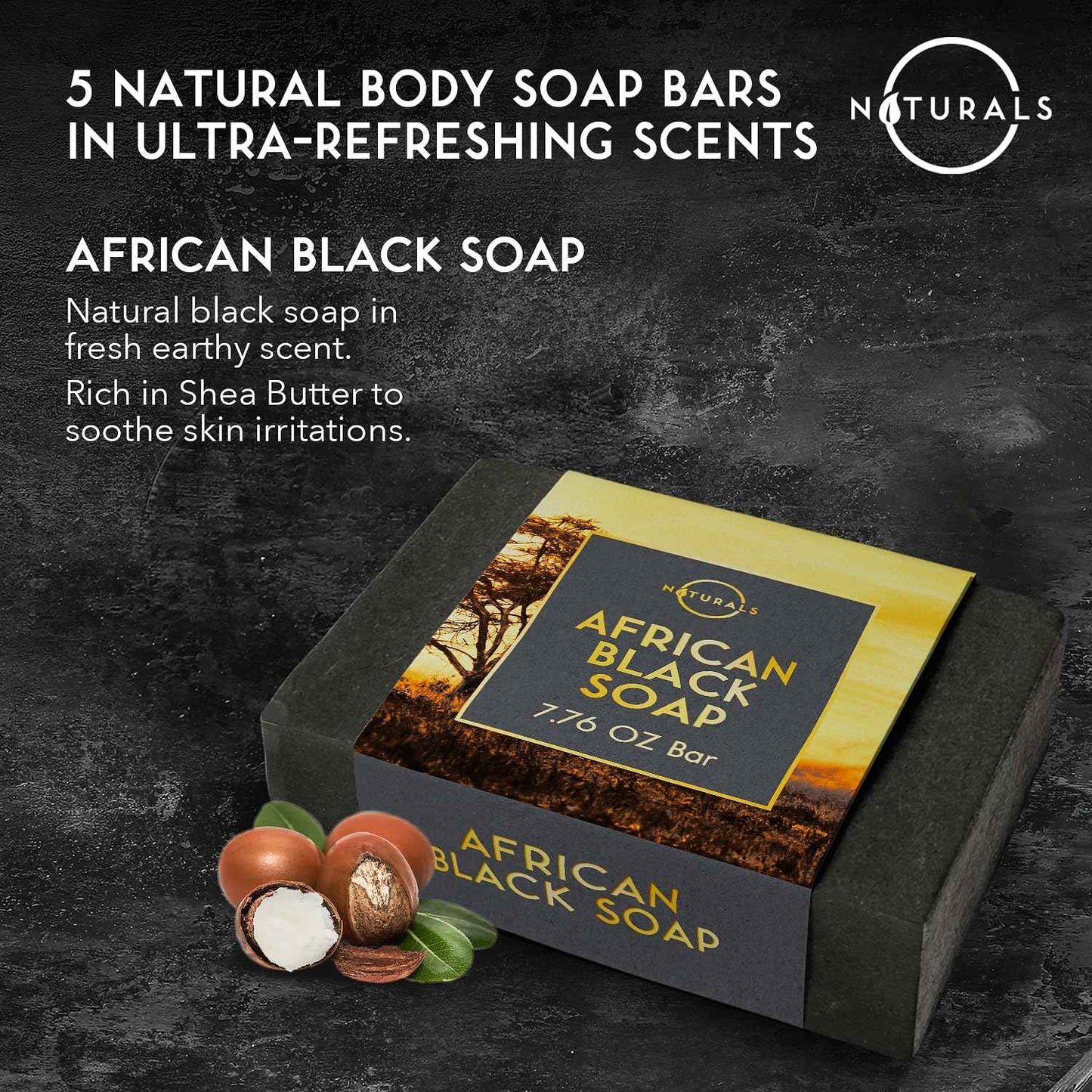 O Naturals 5PC Mens Soap Gift Sets, Gifts for Men, Organic Bar Soap for Men, Mens Gift Set Exfoliating Soap Cedarwood & Mint, Mens Bar Soap in Citrus, Olive Oil, African Black Soap, Soap Gifts For Men