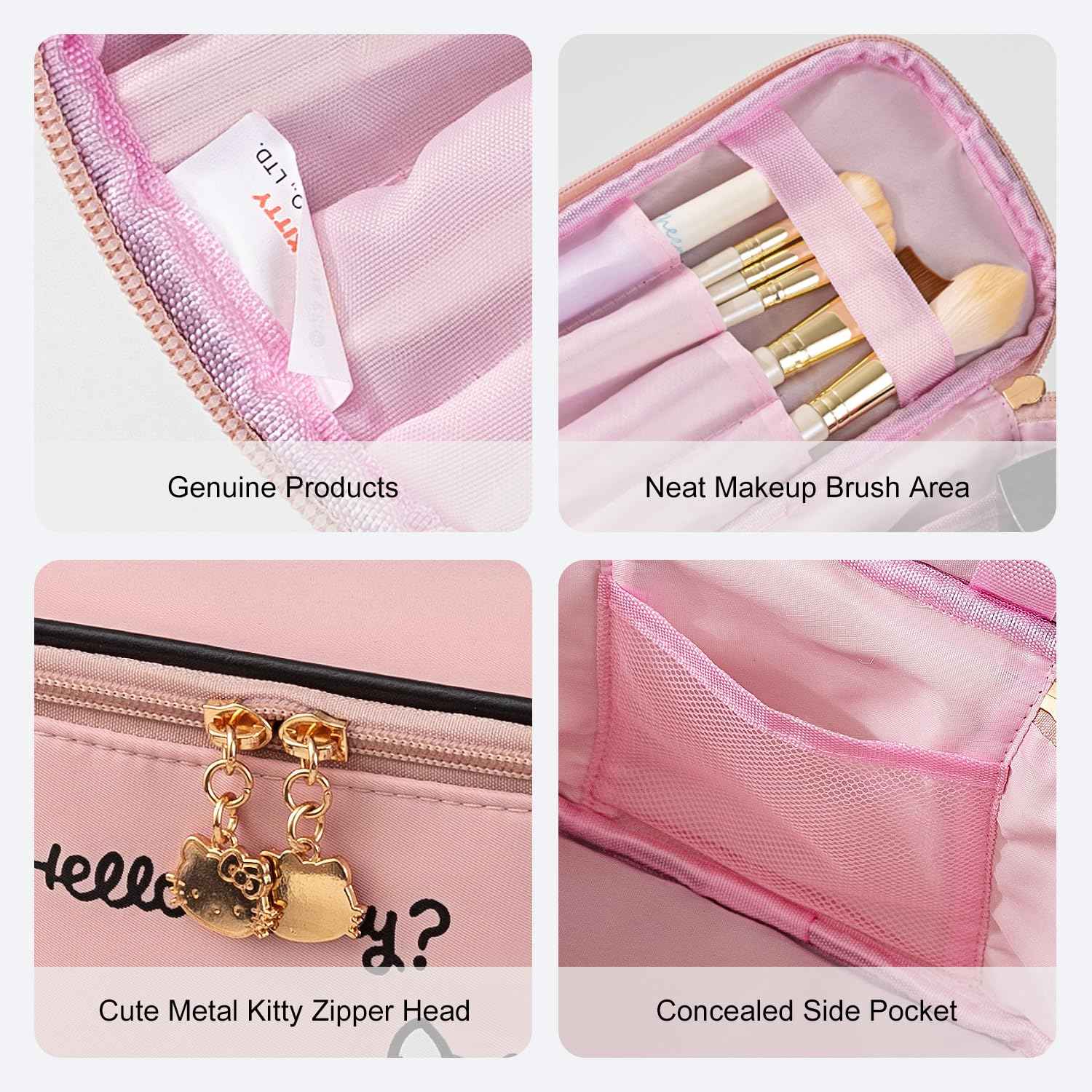 AmBealla Makeup Bag Large Waterproof Cosmetic Bags with Makeup Brush Holder, Cute Printed Makeup Organizer for Women Traveling,Portable Toiletry Bag for Girls