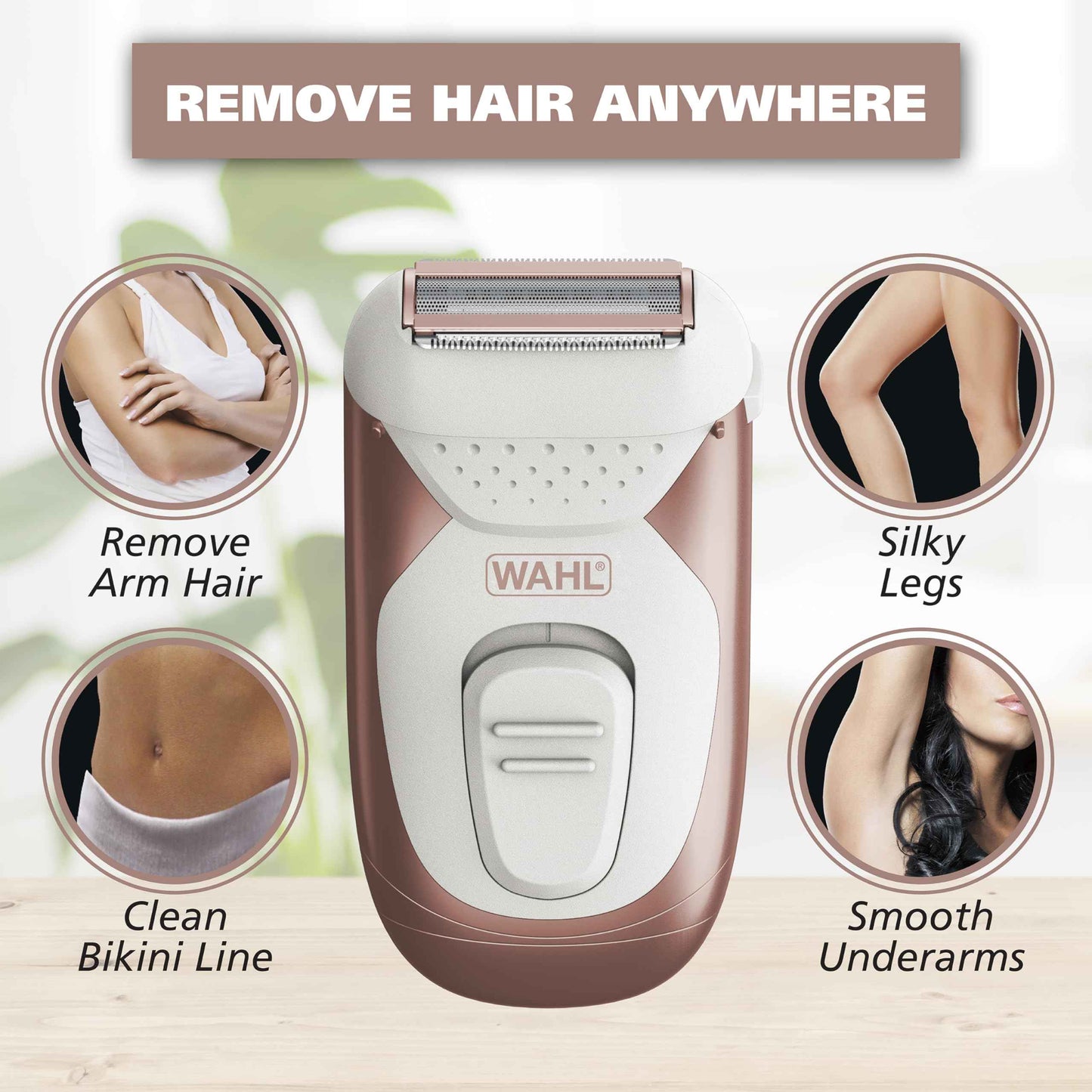 Wahl Smooth Confidence Ladies Waterproof Cordless Battery Shaver for Legs, Bikini Line, and Armpits - Model 7067