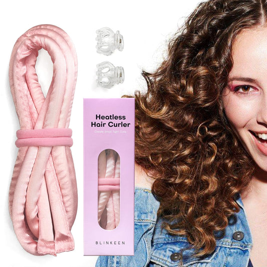 BLINKEEN Thin Heatless Hair Curler, Small Heatless Curls Headband, No Heat Hair Curlers to Sleep In, Overnight Heatless Curling Rod Headband (Pink)