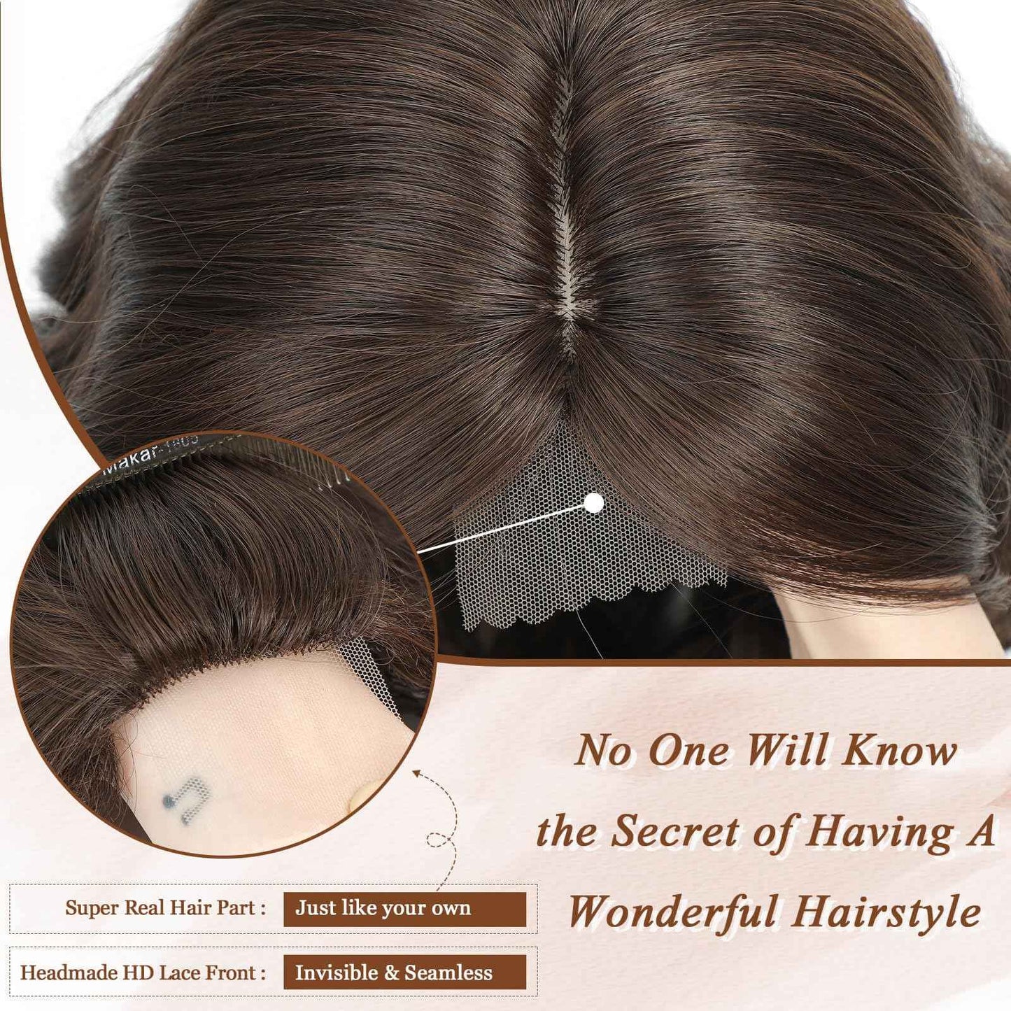 MORICHY Hair Toppers for Women Clip in Hair Topper with Bangs 20inch Coffee Brown Long Wavy Curly Synthetic HairPieces for Women