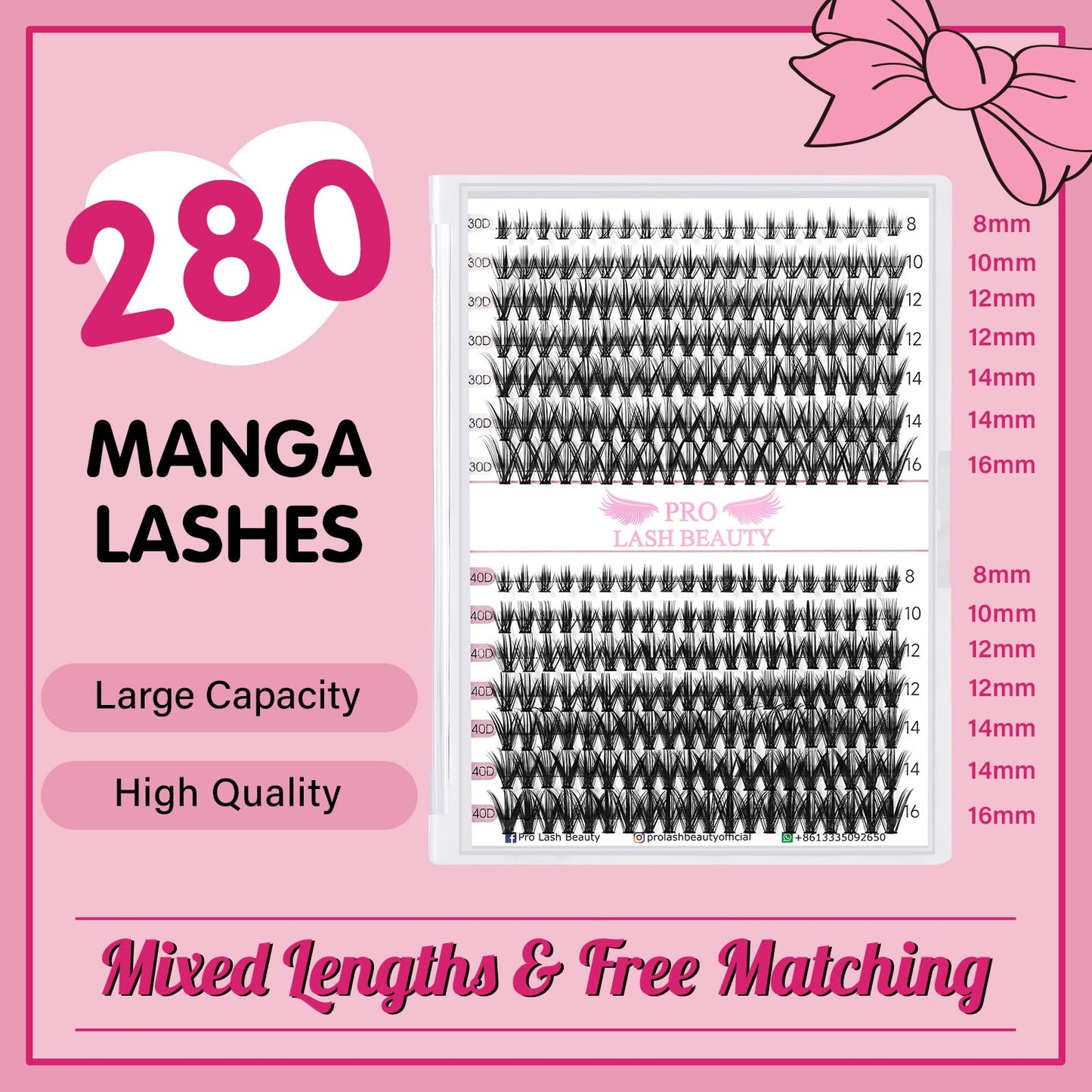 280 Pcs Individual Lashes 30D+40D Mixed Lash Clusters Devil Style Lashes That Look Like Eyelash Extensions Wispy Lashes DIY Individual Lashes At Home (30D+40D-C-8-16mix,Manga)