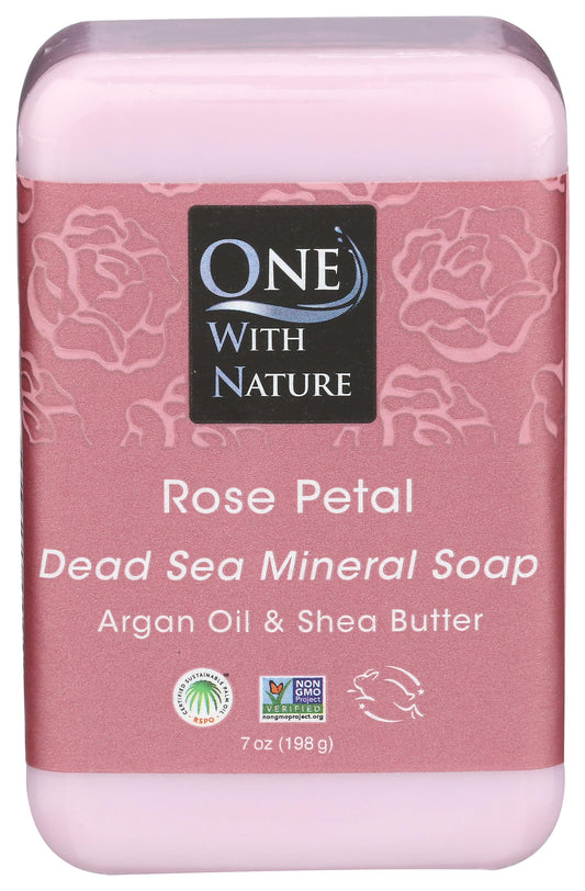 One With Nature Dead Sea Mineral Rose Petal Bar Soap, 7 Oz