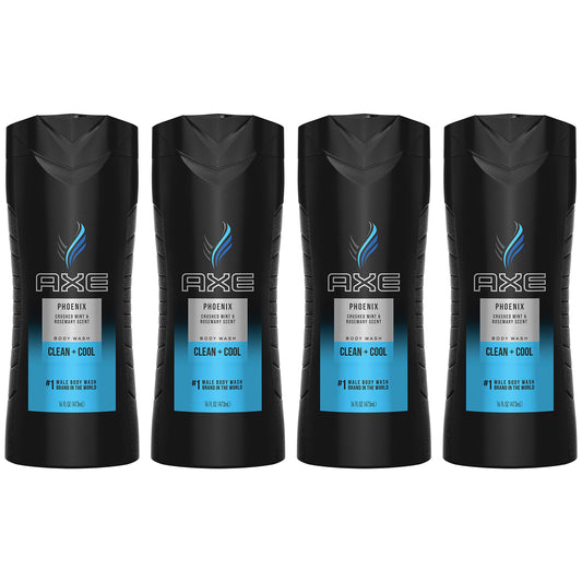 AXE Phoenix Body Wash for Men 16 Fl Oz (Pack of 4) (Packaging may vary)