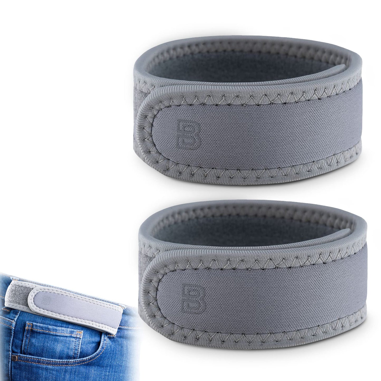 BeltBro Pro Pairs For Men – Next Generation Buckle-Free Elastic Belt With Ultra-Soft Edge Padding - Fits 1.5 Inch Belt Loops (Grey)