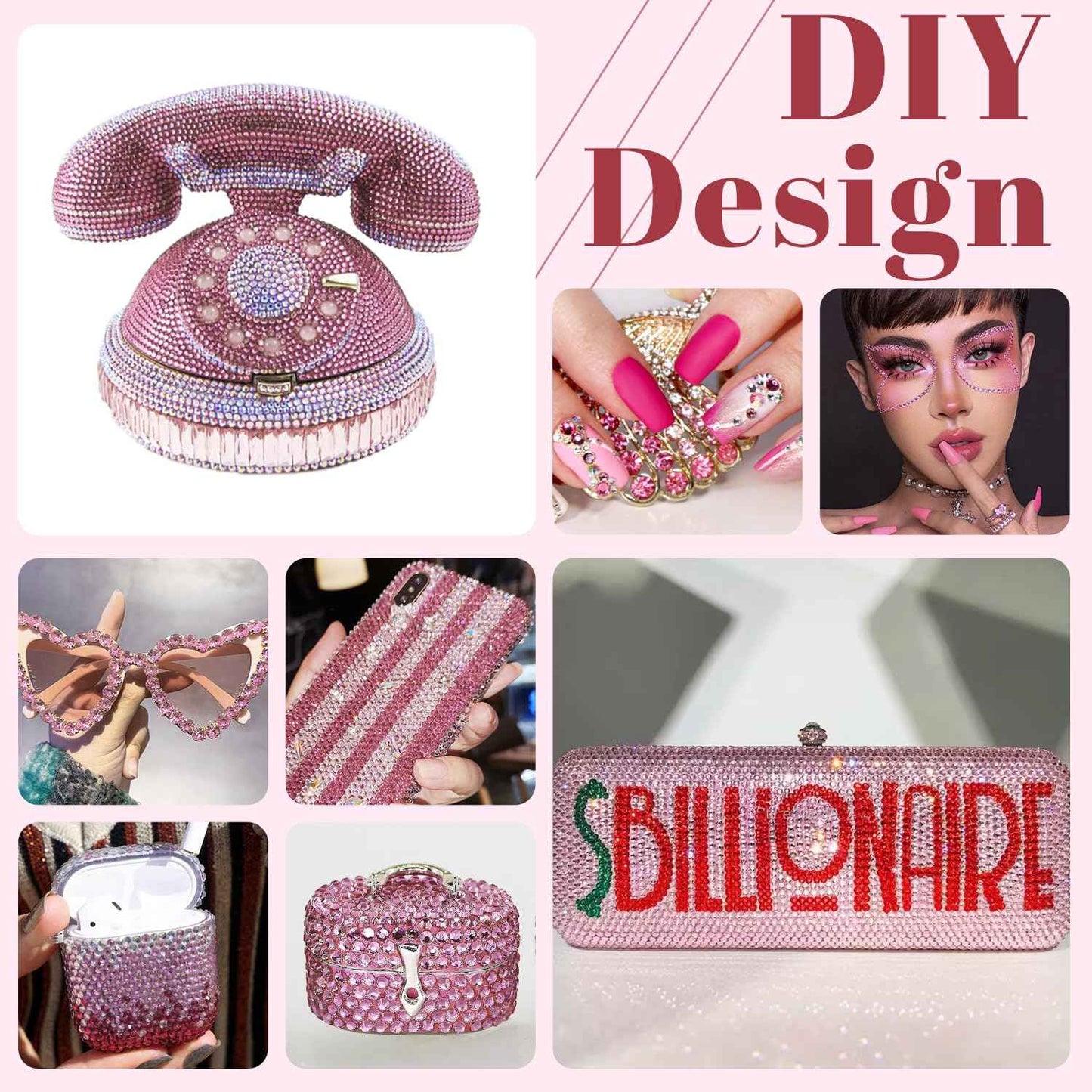 5000PCS 3mm Resin Rhinestones in Bulk (Light Pink), Bedazzling Flatback Crystals Rhinestones for Crafting DIY Nail Decoration, Gems Diomand Charms for Tumbler Shoes Clothing Fabric