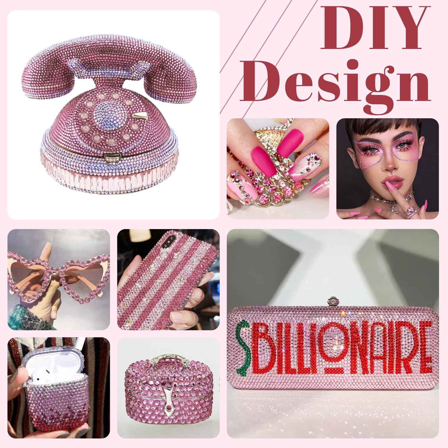 5000PCS 3mm Resin Rhinestones in Bulk (Light Pink), Bedazzling Flatback Crystals Rhinestones for Crafting DIY Nail Decoration, Gems Diomand Charms for Tumbler Shoes Clothing Fabric