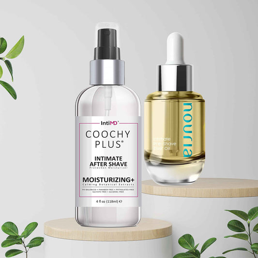IntiMD Coochy Plus Intimate After Shave Protection Mist + Pre-Shave Elixir Moisturizer Oil Kit - HydroLock & Moisturizing Plus Continuous Hydration Reliefs Razor Burn Bump Ingrown Hair