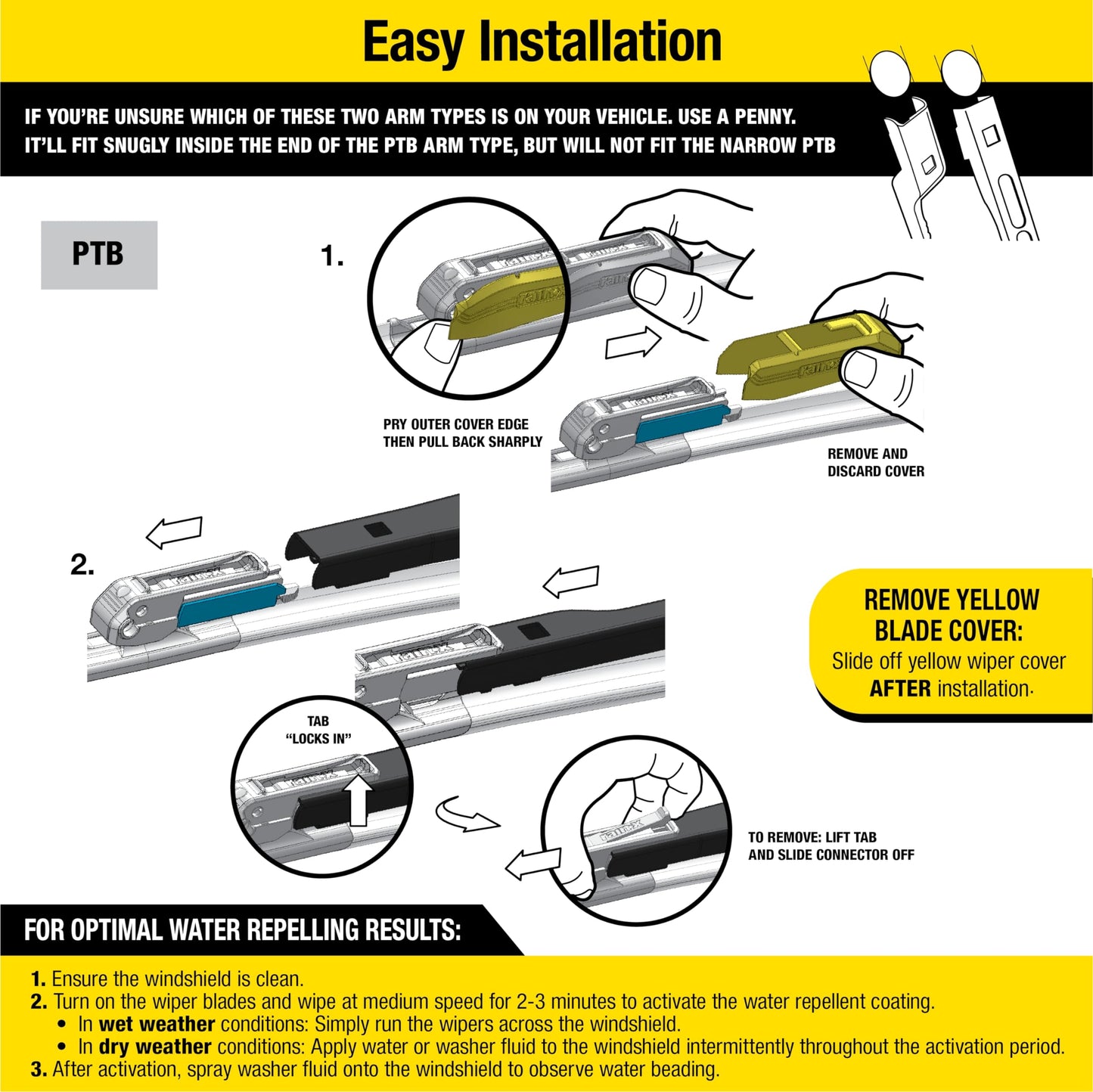 Rain-X 810202 Latitude 2-In-1 Water Repellent Wiper Blades, 14 Inch Windshield Wipers (Pack Of 2), Automotive Replacement Windshield Wiper Blades With Patented Rain-X Water Repellency Formula