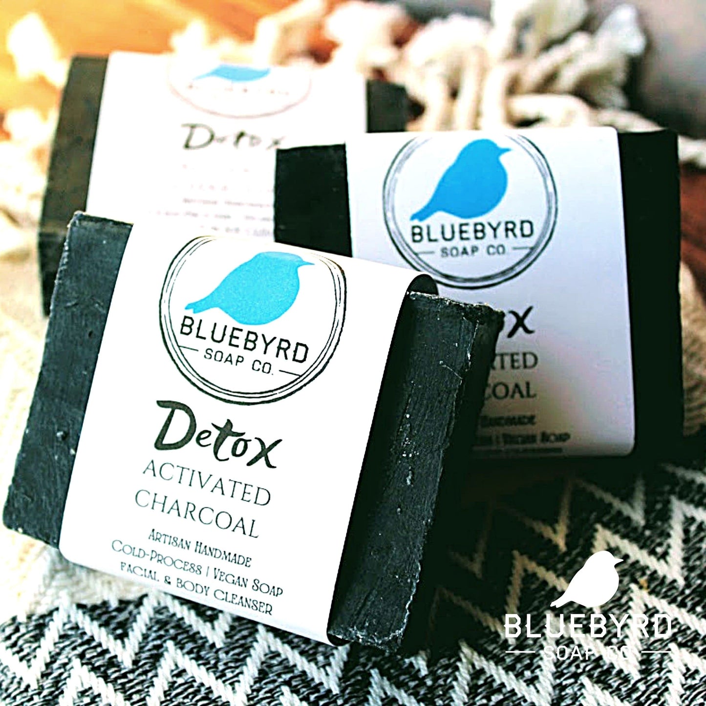 Bluebyrd Soap Detox Activated Charcoal Bar Soap | Natural Organic Black Soap Bar- Facial Cleanser, Acne, Blackheads, Eczema, Psoriasis, Sensitive Skin, Purify Oily Skin | Non-GMO, Vegan (Detox, BAR)