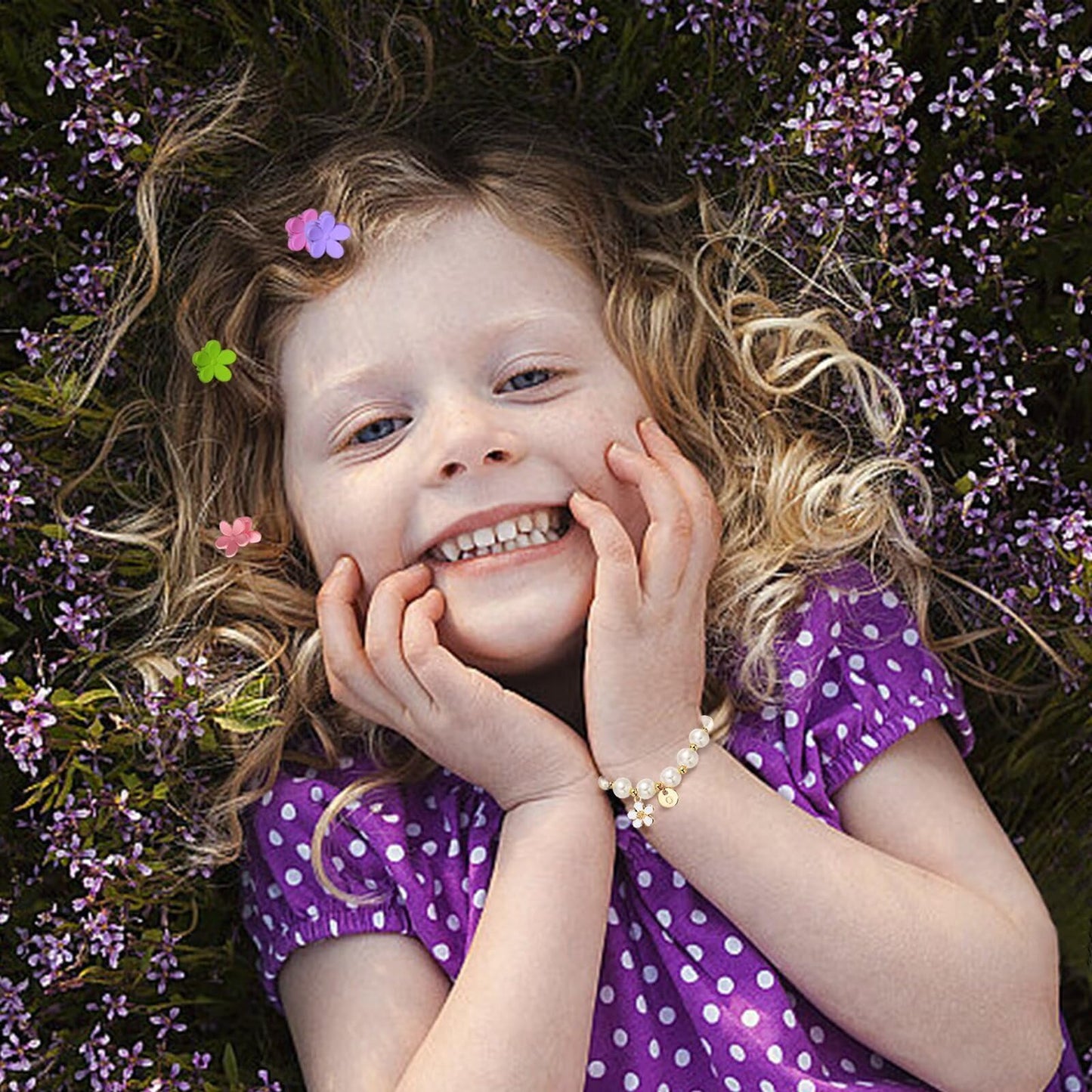 Flower Girl Gift，Flower Claw Clips，Flower Girl Gifts From Bride，Flower Girl Proposal，Flower Girl Hair Accessory，Flower Girl Bracelet，flower girl bracelet for little girls L