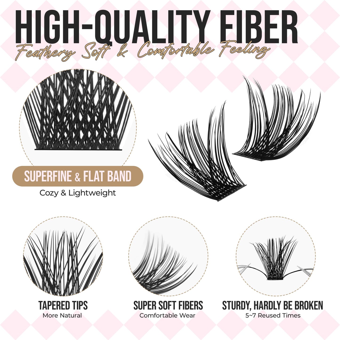 LASHVIEW Lash-Extension-Clusters 168pcs D+ Curl Lash Clusters Natural Look Cluster Lashes Extensions Super Thin Band & Soft Lashes Reusable 9-16mm MIX (56D)