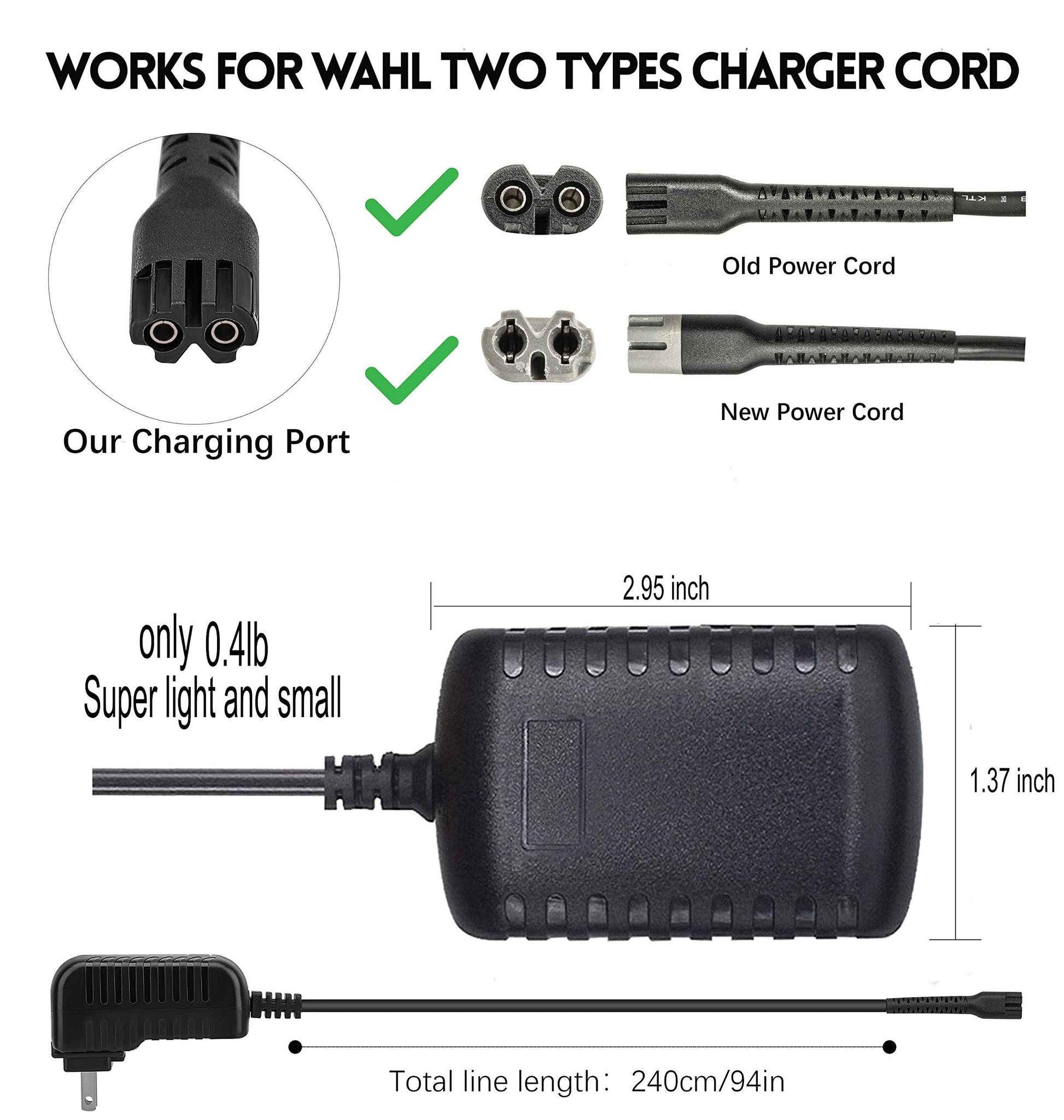 Kaynway for Wahl Cordless Clippers Charger, Professional Replacement 4V Clipper Charger Cord for All Wahl Magic Clip Senior Sterling-4 Designer 5-Star 8164 Finale Shaver (New and Old Versions)